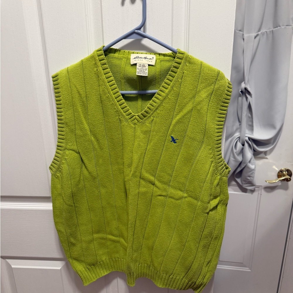 Eddie Bauer V-Neck Sweater Vest - Lime Green